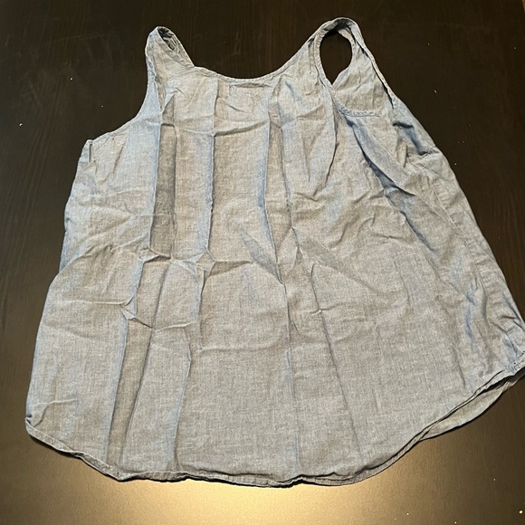 Light Blue Denim Style Faded Glory Tank Top with Small Pocket, Size Large 12-14 - Picture 5 of 6